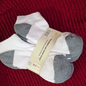White and Gray Ankle No Show Socks Medium Kids Girls 7-8 Or Boys 8-10